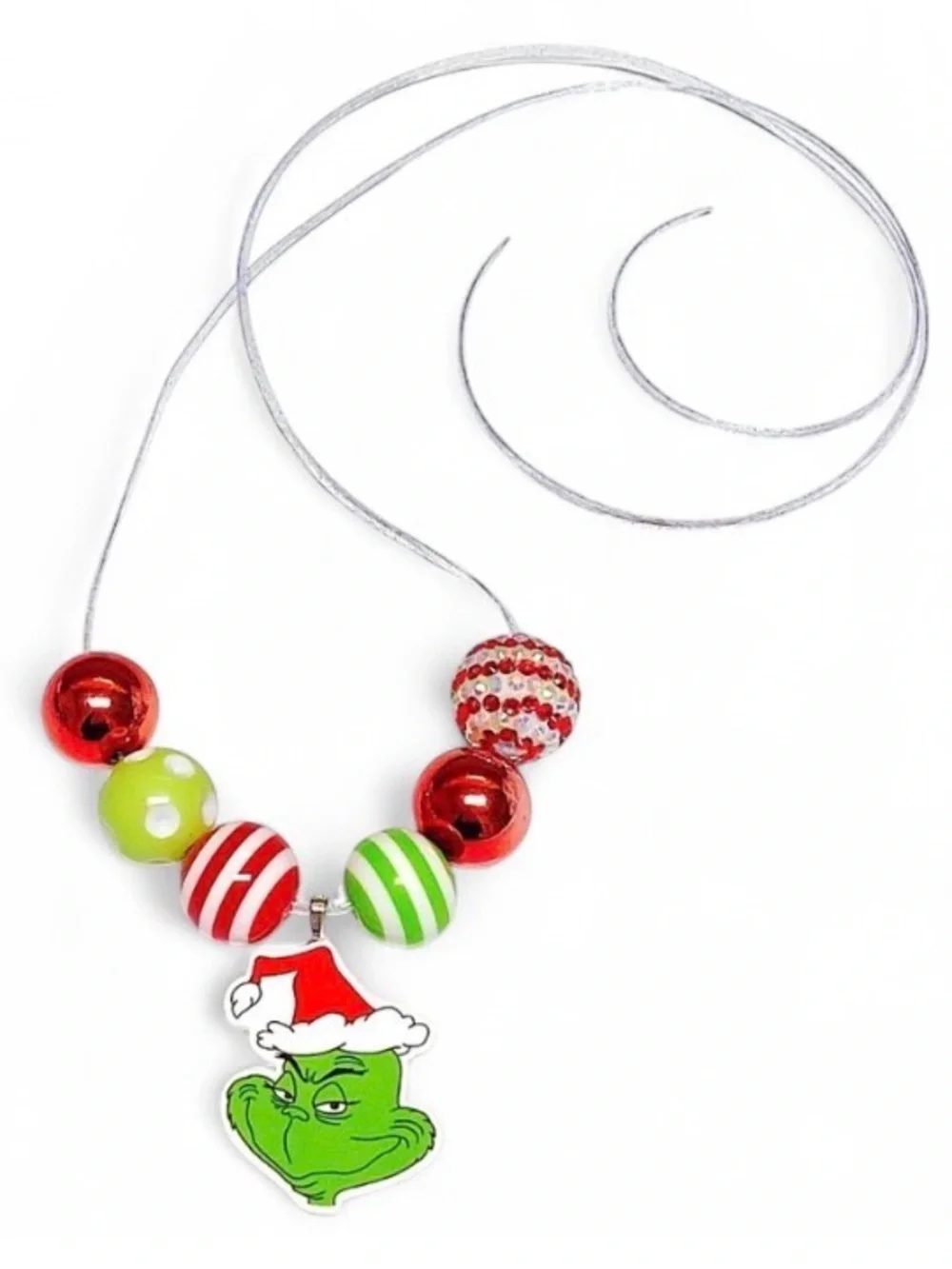 Handmade Grinch You’re a Mean One Adjustable Beaded Holiday Christmas Necklace